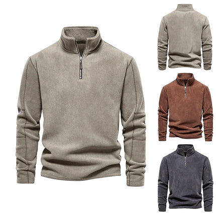 High-Collar Fleece Pullover