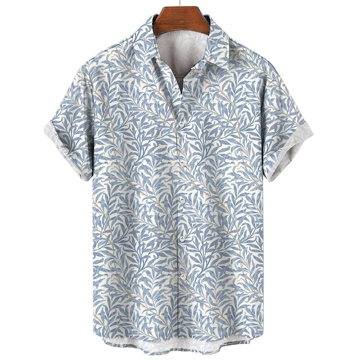 Tropical Leaf Print Short Sleeve