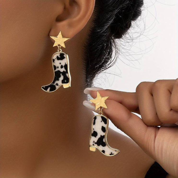 Textured Cowhide Western Earrings