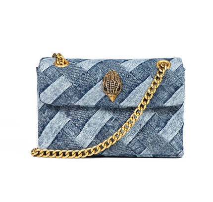 Woven Denim Chain Shoulder Bag