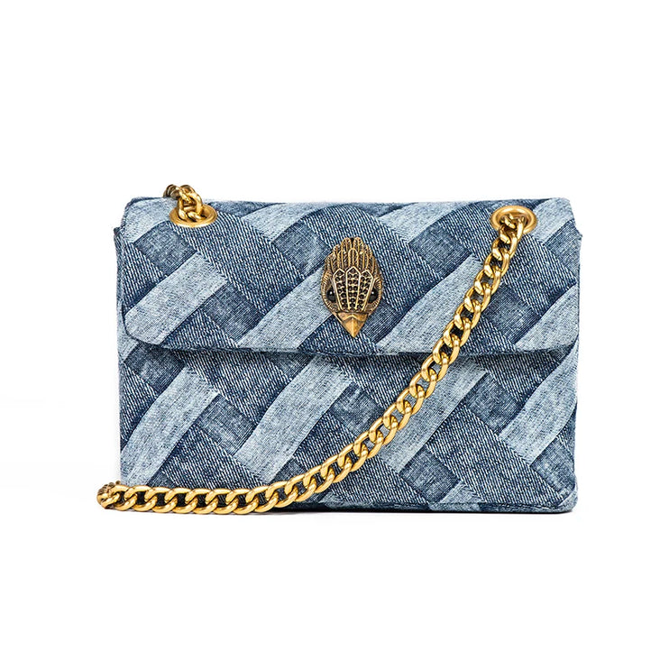 Woven Denim Chain Shoulder Bag