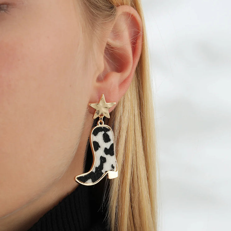 Textured Cowhide Western Earrings