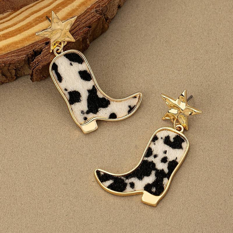 Textured Cowhide Western Earrings