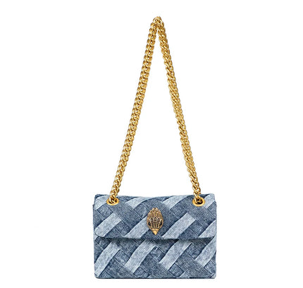 Woven Denim Chain Shoulder Bag