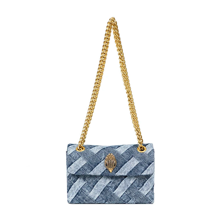 Woven Denim Chain Shoulder Bag