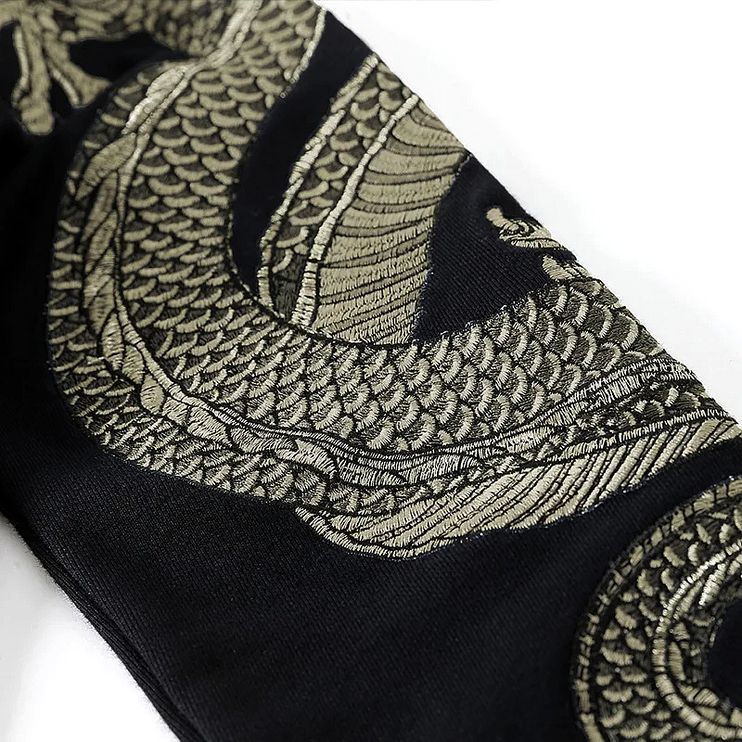 Embroidered Dragon Sleeve Hoodie