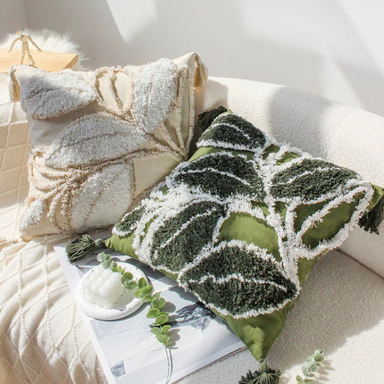 Leaf Tufted Pillow Cover