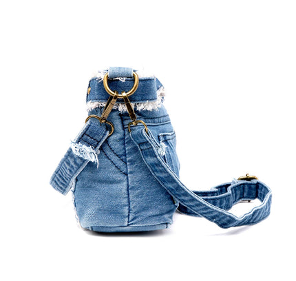 Distressed Denim Crossbody Bag