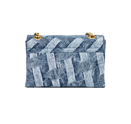 Woven Denim Chain Shoulder Bag