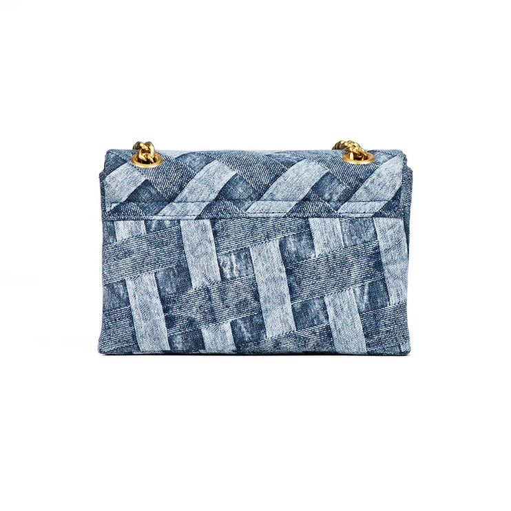 Woven Denim Chain Shoulder Bag