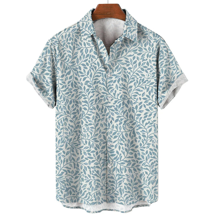 Tropical Leaf Print Short Sleeve