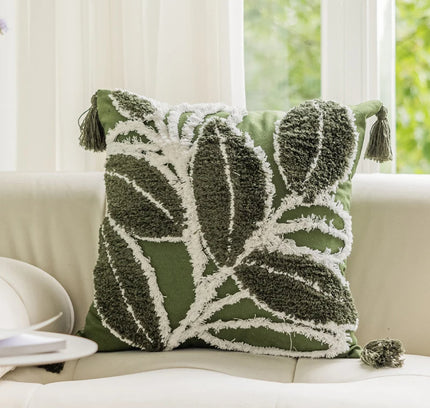 Leaf Tufted Pillow Cover